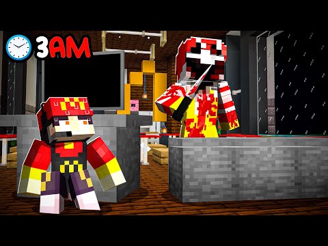 Working NIGHT SHIFT at McDonalds in Minecraft at 3 AM!