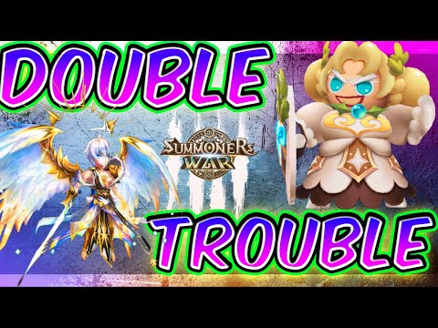 LIGHT HOLLYBERRY COOKIE together with ARTA in a SUPER HEAVY BRUISER TEAM (Summoners War)