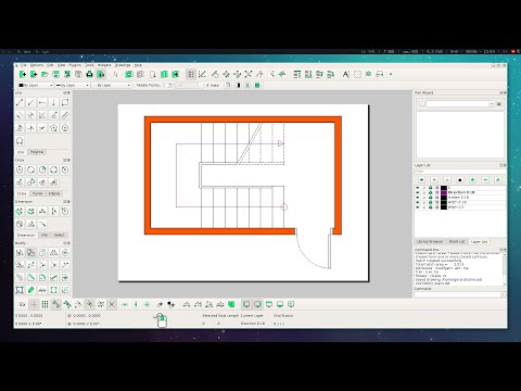 LibreCAD: drawing stairs in 2D CAD (floor plan)
