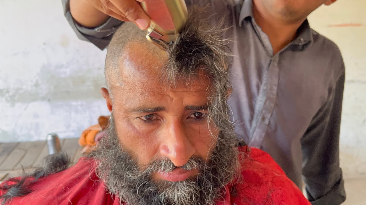 Satisfying Full Head Shave lClean Bald Look + Beard Setting ASMR 