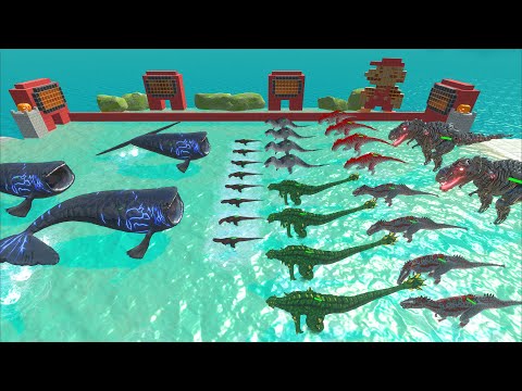 Aquatics Battle - The Bloop VS Evolution of Dinosaur Team - Animal Revolt Battle Simulator