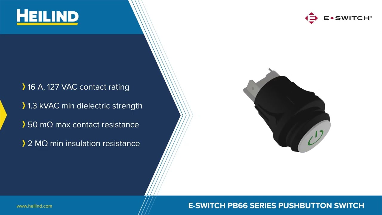 E-Switch PB66 Pushbutton Switch for Harsh Environments | Heilind Electronics