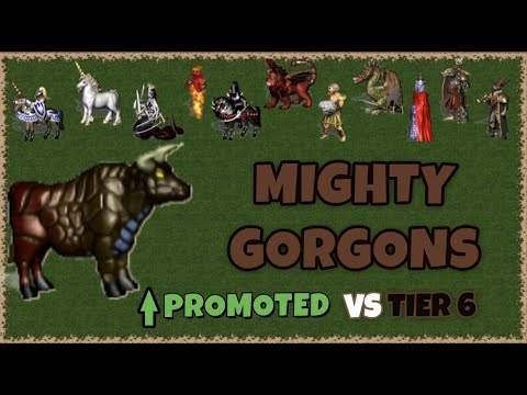 Mighty Gorgons PROMOTED vs all level 6 units in Heroes 3