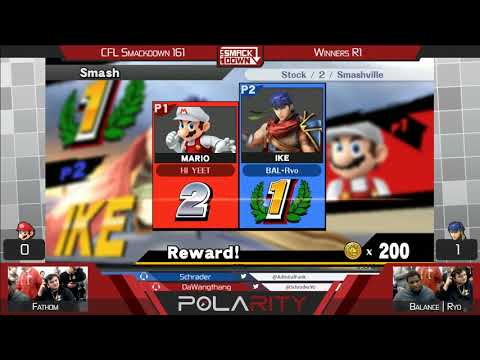 CFL Smackdown 161 WiiU - Fathom (Mario) vs Balance | Ryo (Ike) - Winners R1