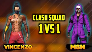 Vincenzo vs m8n  1 vs 1 clash Squad Free fire  Who