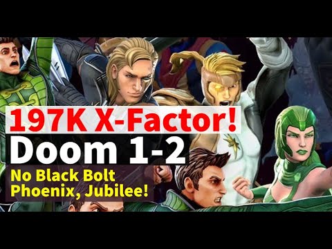 197K X-Factor! Doom 1-2 Unlock, No Jubilee, Phoenix, Black Bolt | Marvel Strike Force - Free to Play