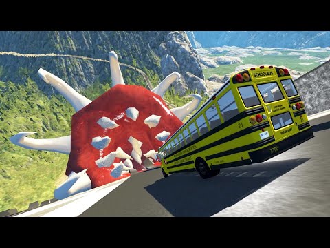 Jumps to Mouth Monster Worm | BeamNG Drive High Speed Crashes - SmashBump