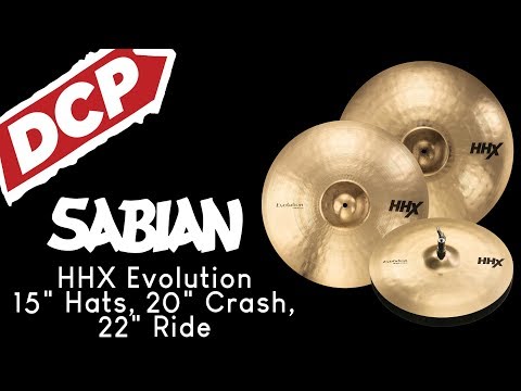 Sabian HHX Evolution Cymbals: 15" Hi Hats, 20" Crash, 22" Ride