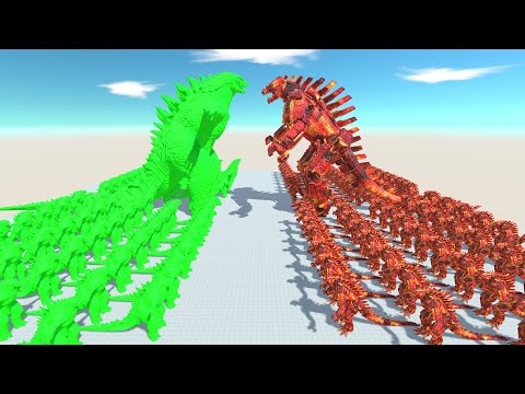 Green Monster War - Team Godzilla 2014 Green VS Team Mecha Godzilla 2021 Lava  - ARBS