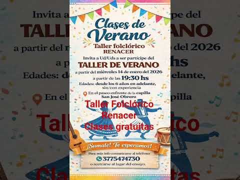 Taller Folclórico Renacer – Mocoretá, Corrientes 🇦🇷Taller de Verano · Clases gratuitas.