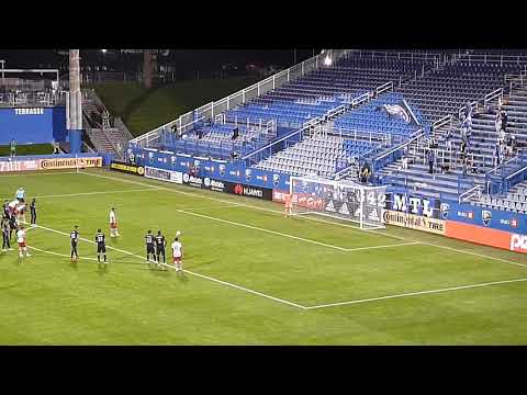 Alejandro Pozuelo of Toronto FC scores on a penalty kick vs. the Montreal Impact 8/28/20