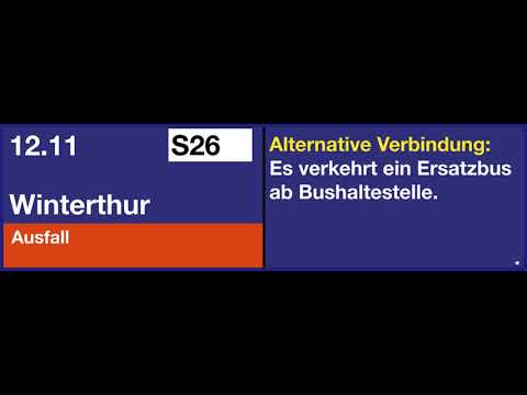 SBB Ausfallmeldung • S26 nach Winterthur - Bauarbeiten - in Rüti ZH
