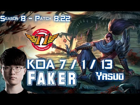 SKT T1 Faker YASUO vs AATROX Mid - Patch 8.22 KR Ranked