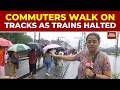 Vasai Virar Rain Train Services Halted Commuters Walk On Tracks India Today Ground Report