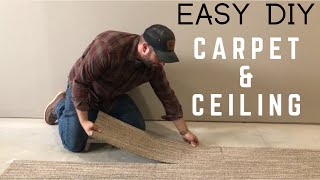 DIY MODERN CARPET & CEILING INSTALL // Easy How To Home Improvement