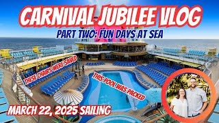 Carnival Jubilee Vlog Part Two | Sea Day Fun | Brunch, Pool, Steakhouse, & More #carnivalcruise