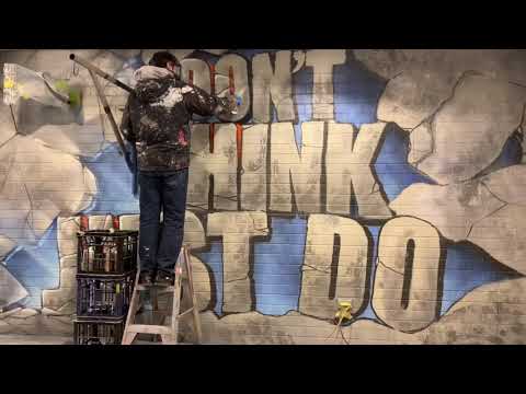 Granite Graffiti Gym Mural Timelapse | Motivational Art Transformation
