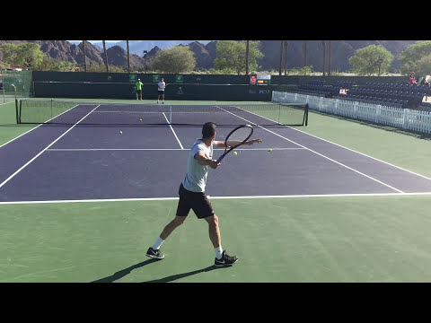 Guillermo Garcia Lopez & Pablo Carreno Busta | Indian Wells Practice 3/8/16 (Court Level 60fps)