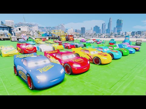 Cars 3 Fabulous McQueen Stunt Jump UNDERWATER Cruz Ramirez Colors Jackson Storm Dinoco Miss Fritter