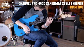 Video thumbnail for No Talking...Just Tones | Charvel Pro-Mod San Dimas Style 1 HH FR E | Ebony - Miami Blue by Peach Guitars