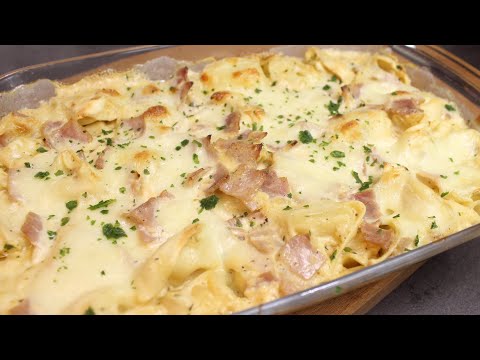 Tortellini Auflauf mit Schinken und Käse Sahne Sauce, schnell und lecker Tortelloni Rezept