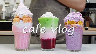 💕Cafe Vlog Collection/So Pretty, So Delicious Strawberry Smoothies🍓Cafe Vlog/ASMR/카페브이로그/no bgm