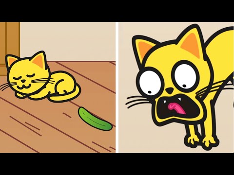 Scaring Cat With Cucumber Gone Wrong 🥒  | emojitown #SHORTS