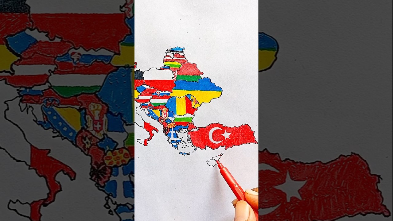 Draw Flag Map of Cyprus 🇨🇾 #cyprus #northerncyprus
