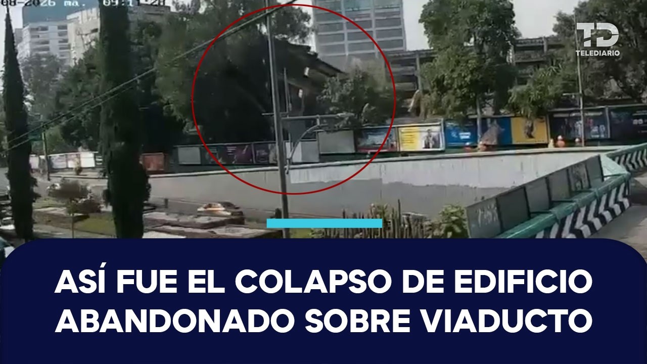 Así fue el momento EXACTO del derrumbe de un edificio sobre Viaducto Miguel Alemán en la Escandón