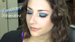 Monochrome Ultramarine Makeup Tutorial : Blue Eyeliner & Eyeshadow