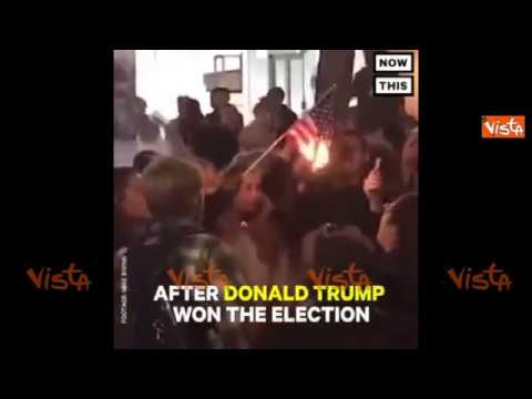 USA, bruciano la bandiera americana al grido di "F**ck the Trump"