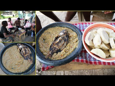 Ghanaian local food || How to prepare YAM AMPESE without oil !! Nutritious local food
