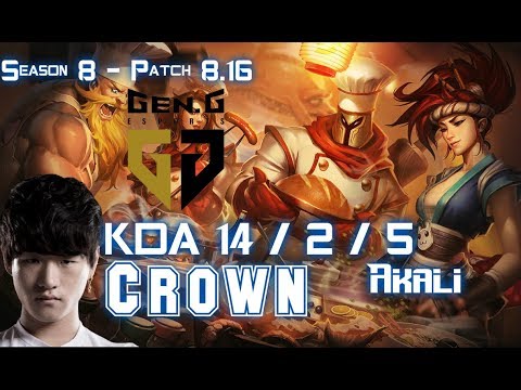 GEN Crown AKALI vs KASSADIN Mid - Patch 8.16 KR Ranked