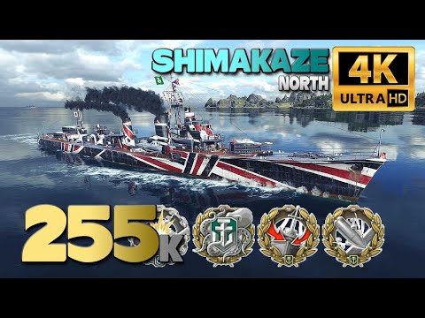 Destroyer Shimakaze on map North, 255k damage - World of Warships