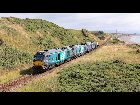 DRS 68001, 68016 + 68006 through Nethertown 28/08/2021
