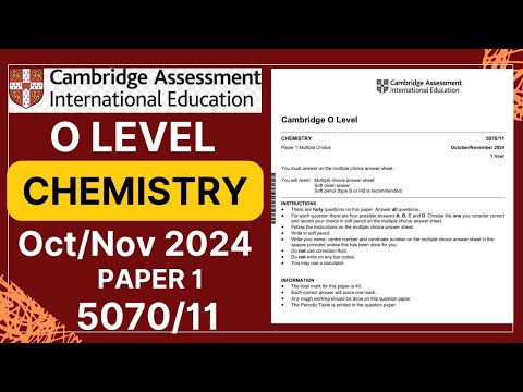 O Level CHEMISTRY PAPER 1 Oct/Nov 2024 | 5070/11 | Solved