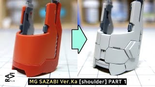 Gunpla Custom Build / SAZABI Ver.Ka Shoulder Part 1 - Panel line scribing