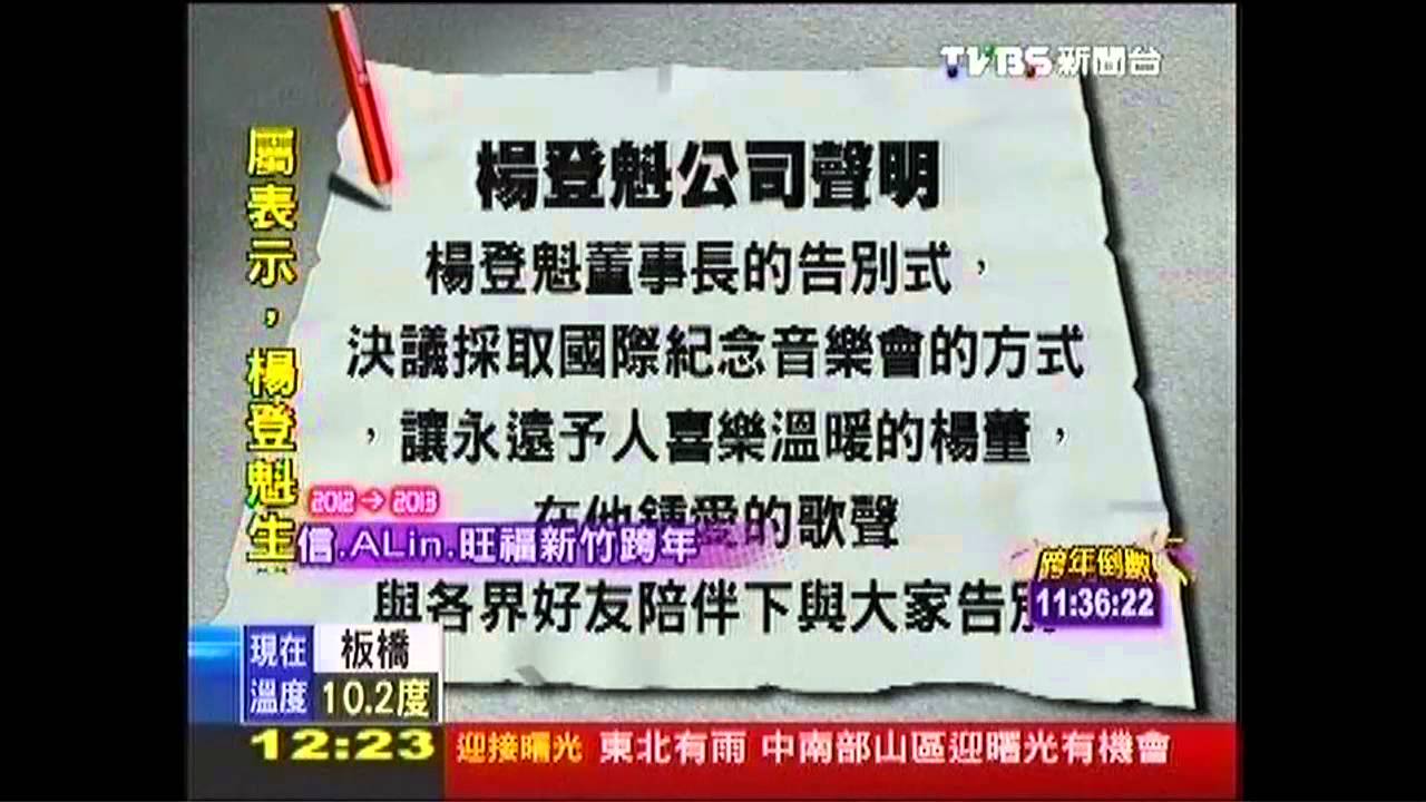 跨不過2012! 楊登魁病逝享壽74歲