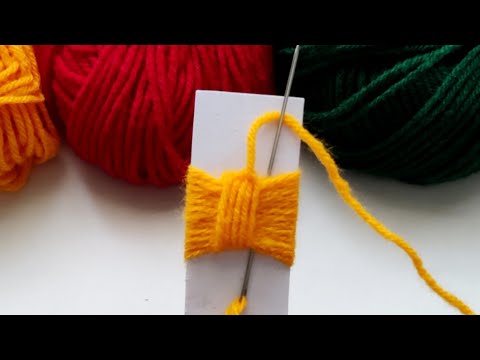 Amazing Woolen Flower craft idea with Paper | Easy Hand Embroidery Flower | Sewing hack