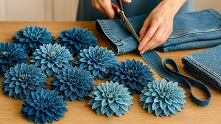 Turn Old Jeans into Beautiful Dahlias - Step-by-Step _DIY