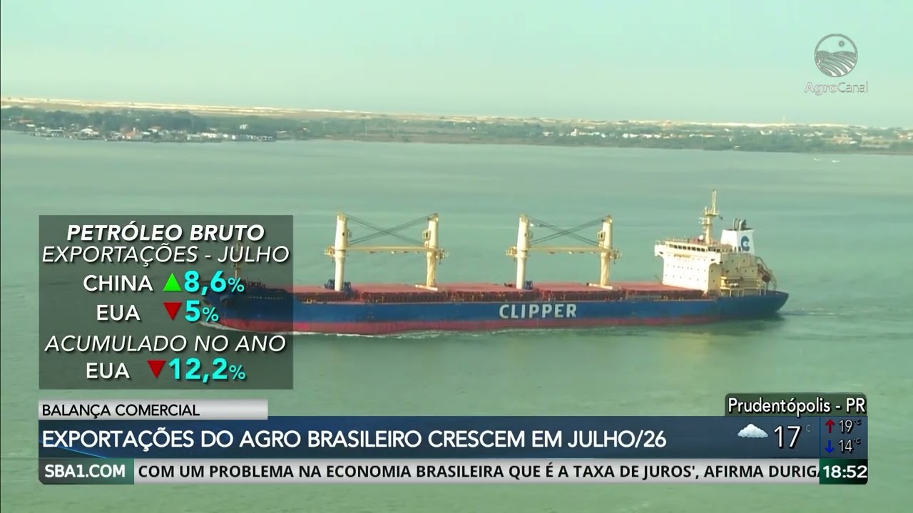 Exportações do agro brasileiro cresceram em julho/26