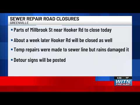 Two Greenville roads closing for emergency sewer repairs