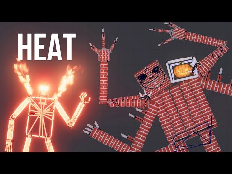 Heat & Freeze Bot vs Two-Headed Brick Golem - People Playground 1.22