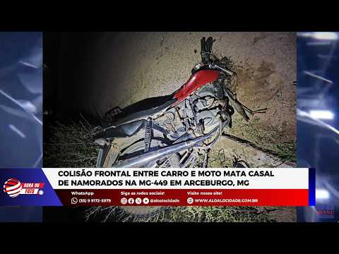 Colisão frontal entre carro e moto mata casal de namorados na MG-449 em Arceburgo, MG