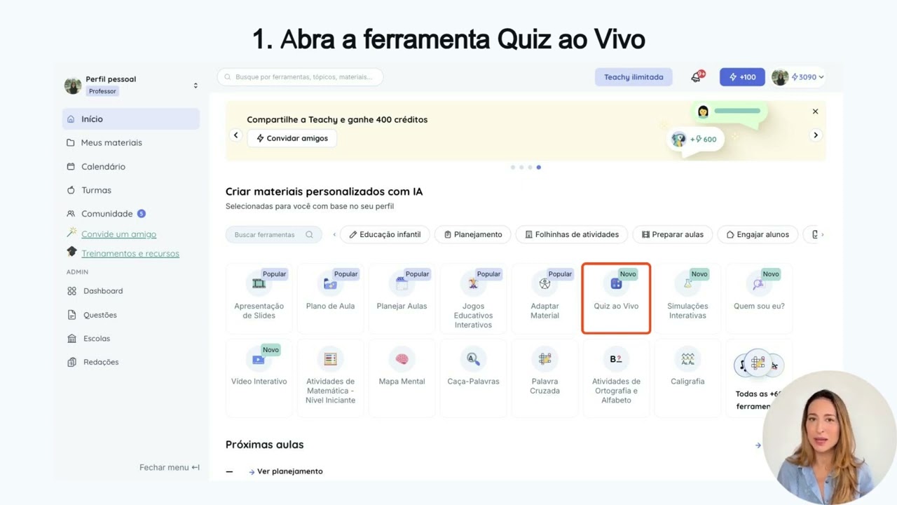 Thumbnail do tutorial em vídeo da Teachy