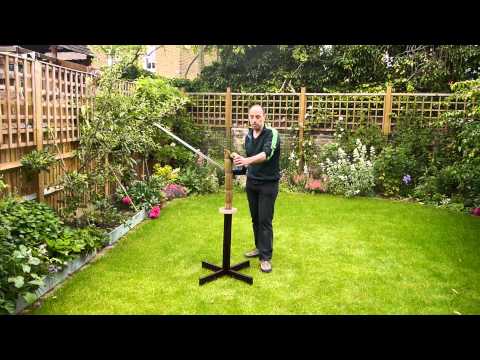 Test cutting with an antique schiavona.