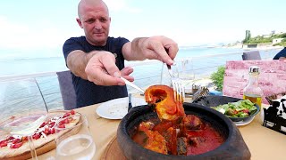 Fresh ALBANIAN FISH on Lake Shkodër!! Salt Baked Fish & Tava Fish | Shiroka, Albania