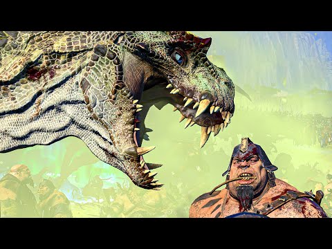LIZARDMEN and HIGH ELVES vs OGRE KINGDOMS and GREENSKINS - Massive Warhammer cinematic battle