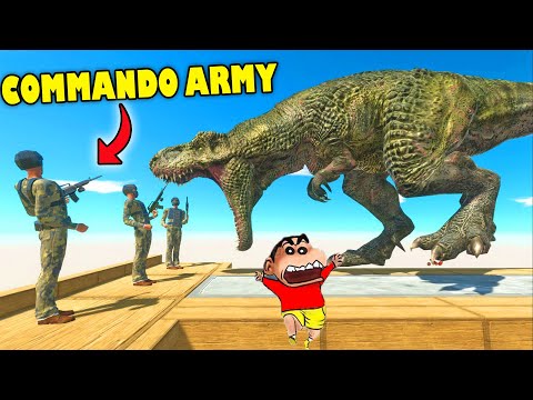 COMMANDO BO ARMY vs EVERY UNIT | SHINCHAN and CHOP fight DINOSAURS😱|😂Funny game ARBS in Hindi