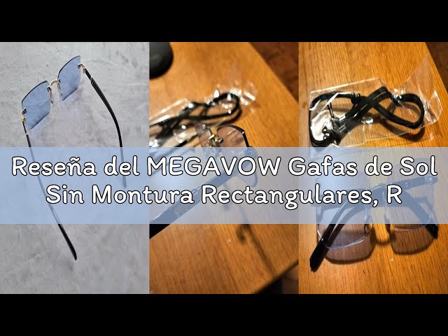 Vídeo relacionado con MEGAVOW Gafas de Sol Sin Montura Rectangulares, Retro Vintage Lentes Cuadrados, Protección UV, Cuadradas de Moda para Mujer Hombre, Gafa Lente Tintadas